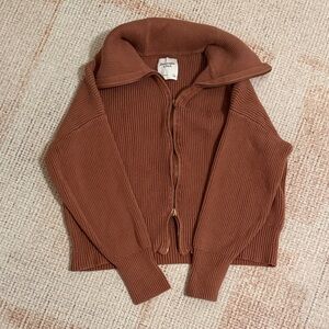 Abercrombie Rust Brown Double Zip Cardigan